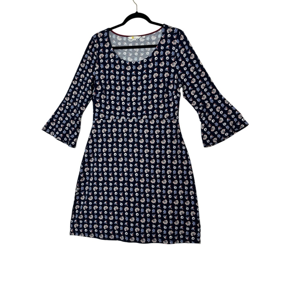 Boden Midi Dress Women's Size 10'R Bell 3/4 Sleeve‎ Floral Stretch Formal Beach